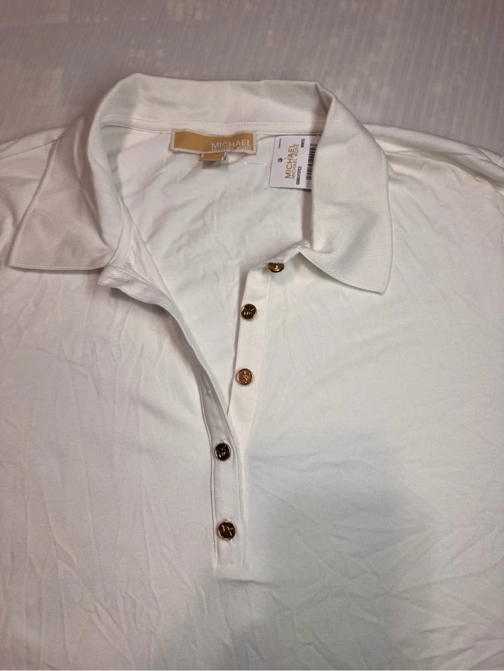 Michael Kors White Short-Sleeve Polo Blouse